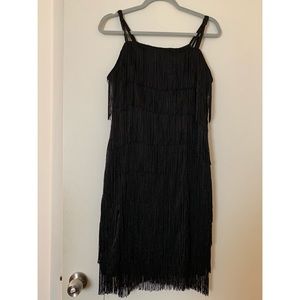 Unique Vintage spaghetti strap fringe dress
